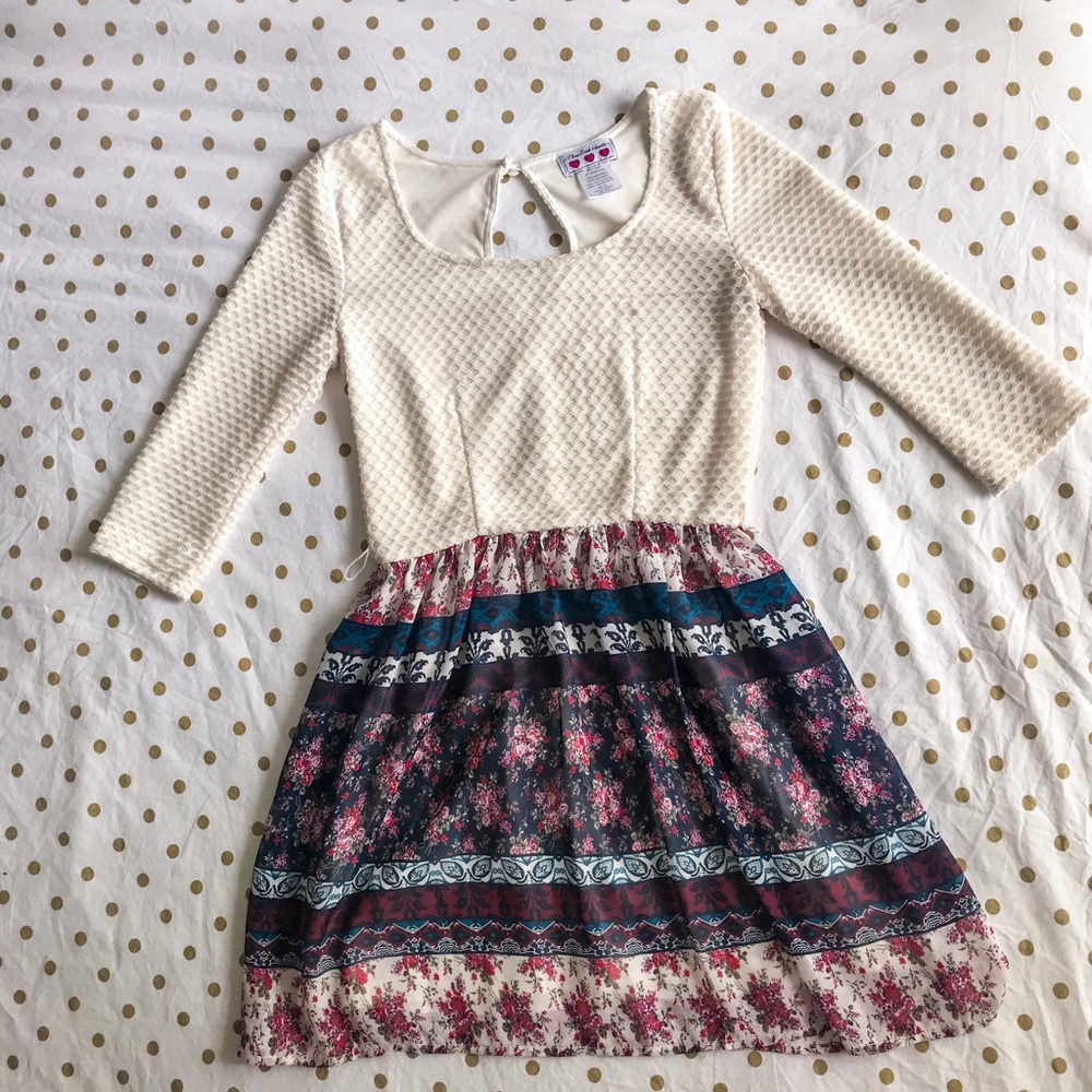 Floral Print Crochet Dress